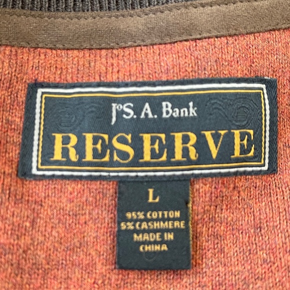 JOS A BANK RESERVE Men's Cashmere Blend Mock Neck Sweater Rust Black Sz Large - Picture 7 of 12
